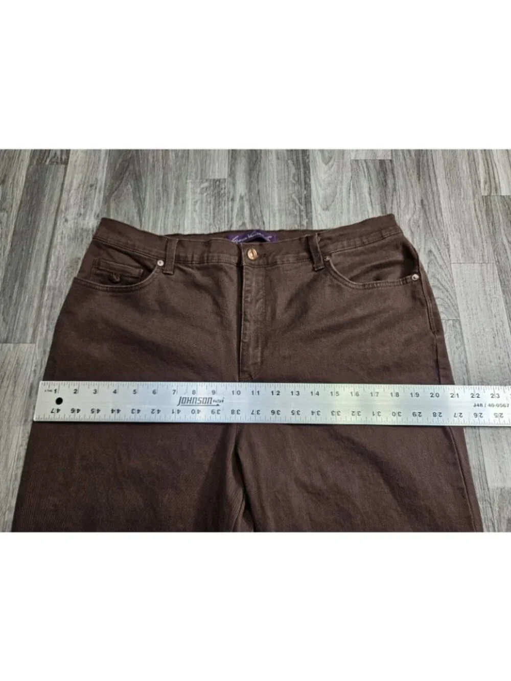 Gloria Vanderbilt Amanda Tapered Jeans‎ Womens 16 Brown High Rise Stretch Denim